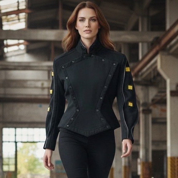 VTG Jimmy Gamba Avant-Garde Black Wool Military Jacket | Made in USA | Size 4 XS - Picture 15 of 16